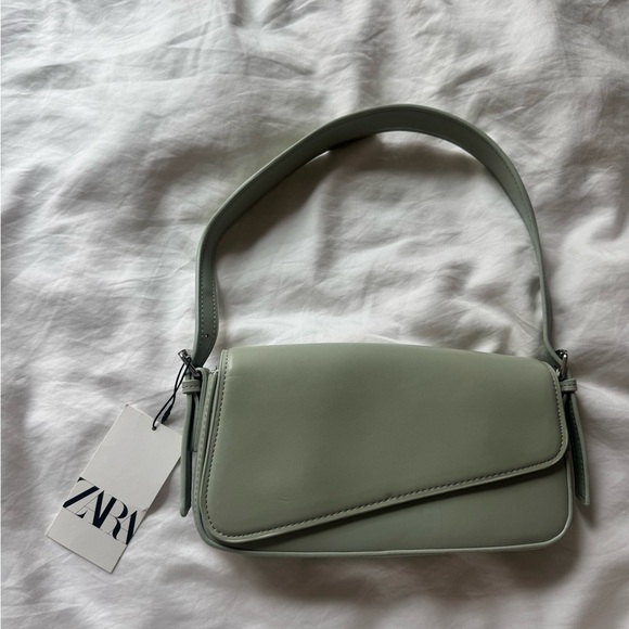 Zara Green Geometric Flap Shoulder Bag - Picture 1 of 7
